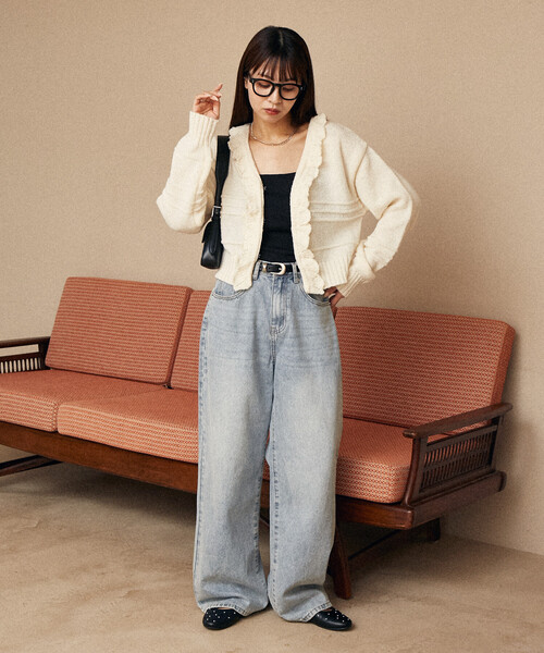 荷葉邊針織短外套