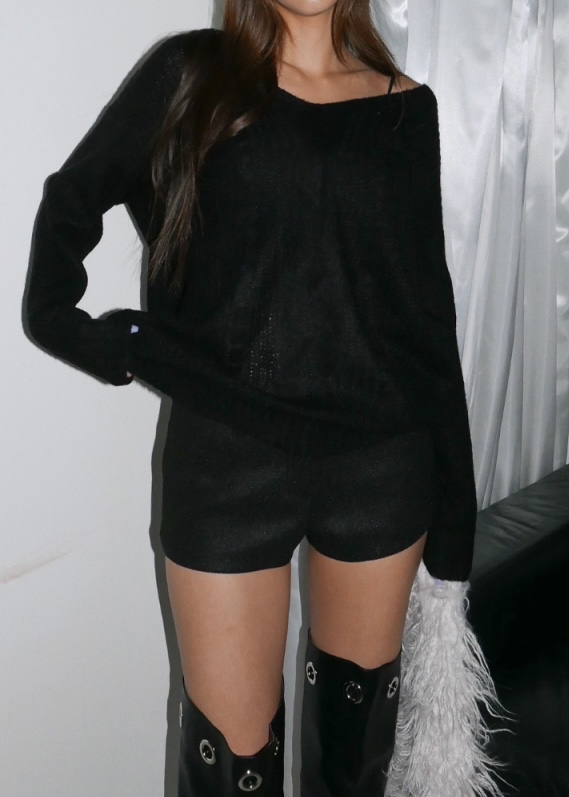 Cable Knit Oversized V-Neck Sweater