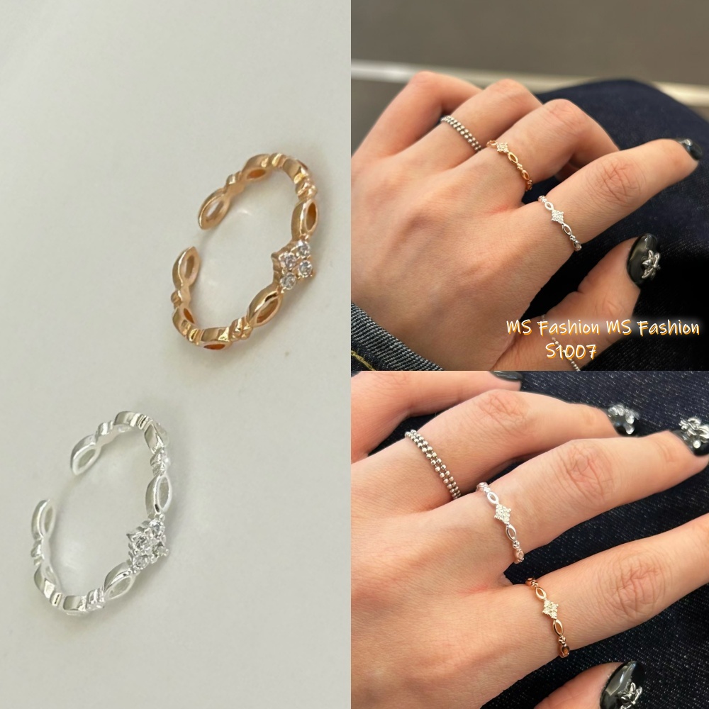 S1007 韓國🇰🇷S925鏤空閃石菱形戒指