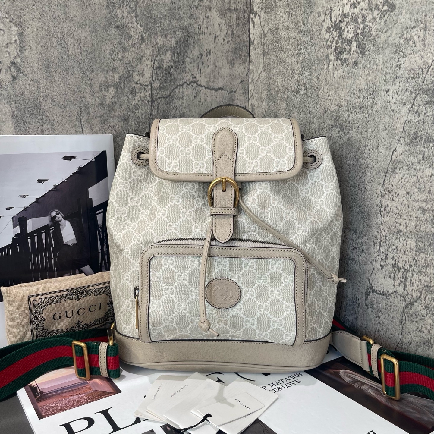 【預訂貨品】Gucci 燕麥色老花書包🎒