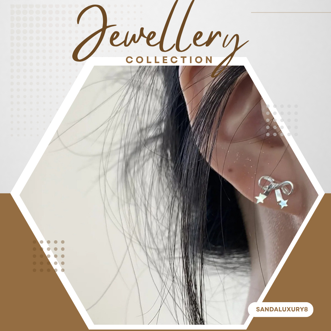 Silver Bow Star Earrings