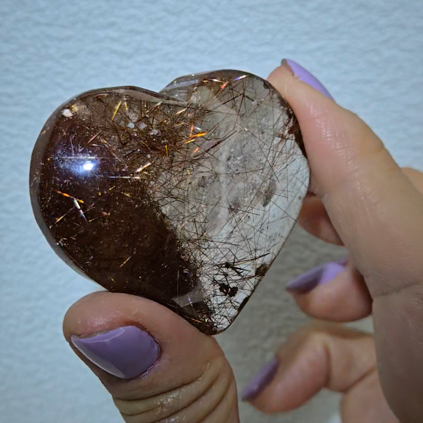 Copper rutilated lodolite garden quartz heart - RT736