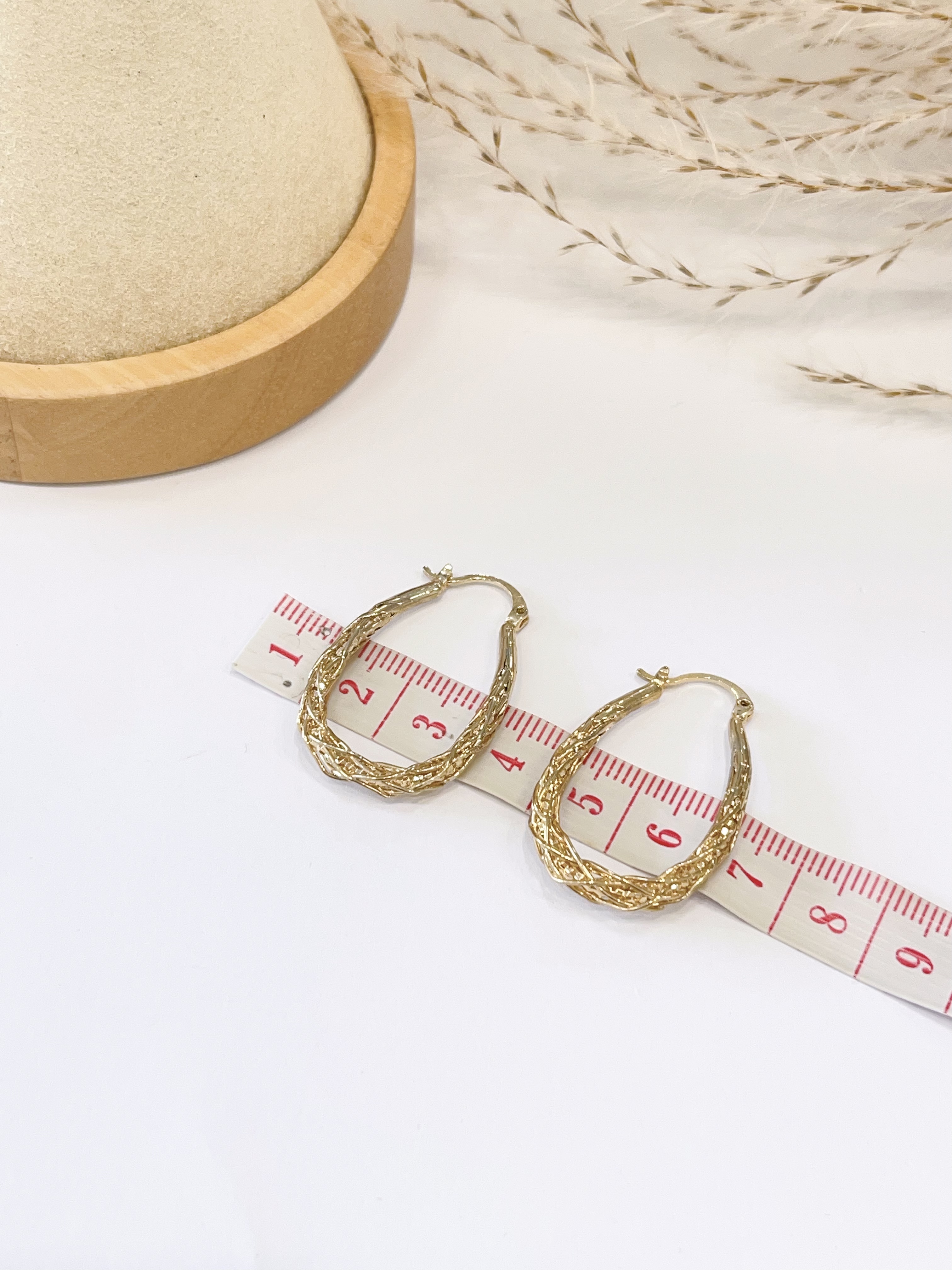 金丝月影鸡蛋型耳扣耳环