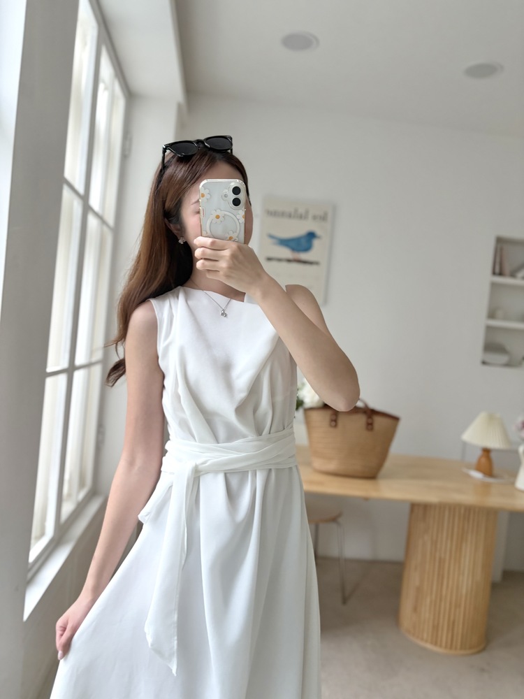 Athena Drape Dress (White)