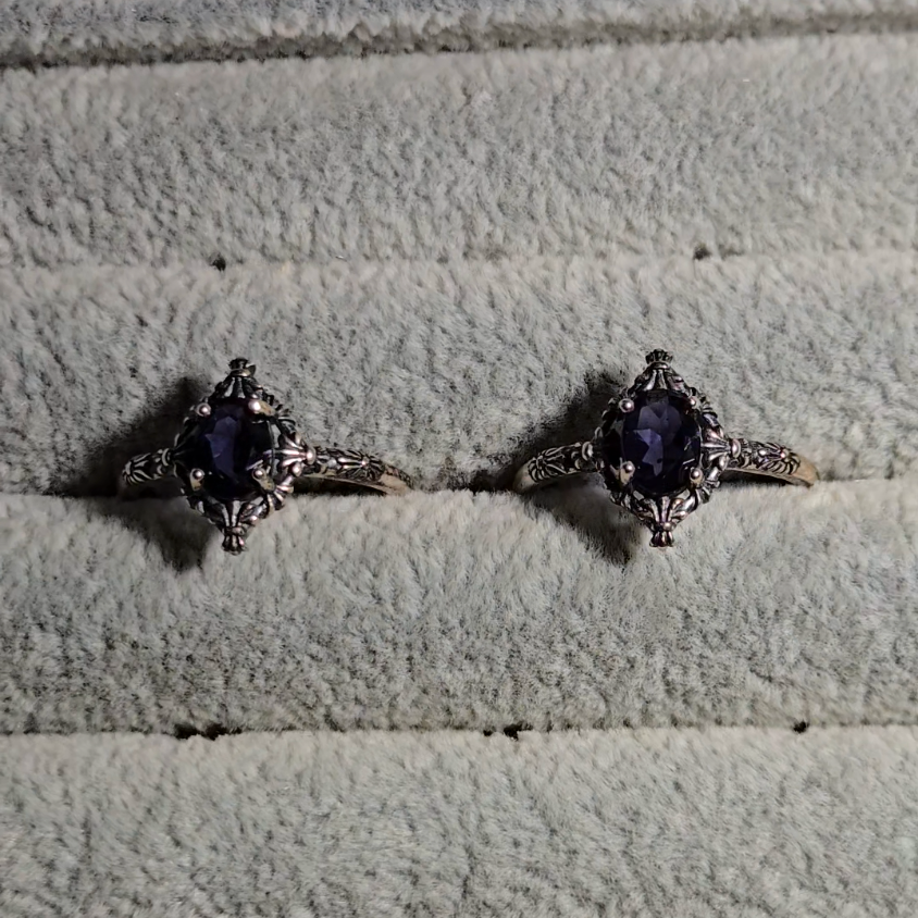 Iolite rings in adjustable sterling silver - JW35