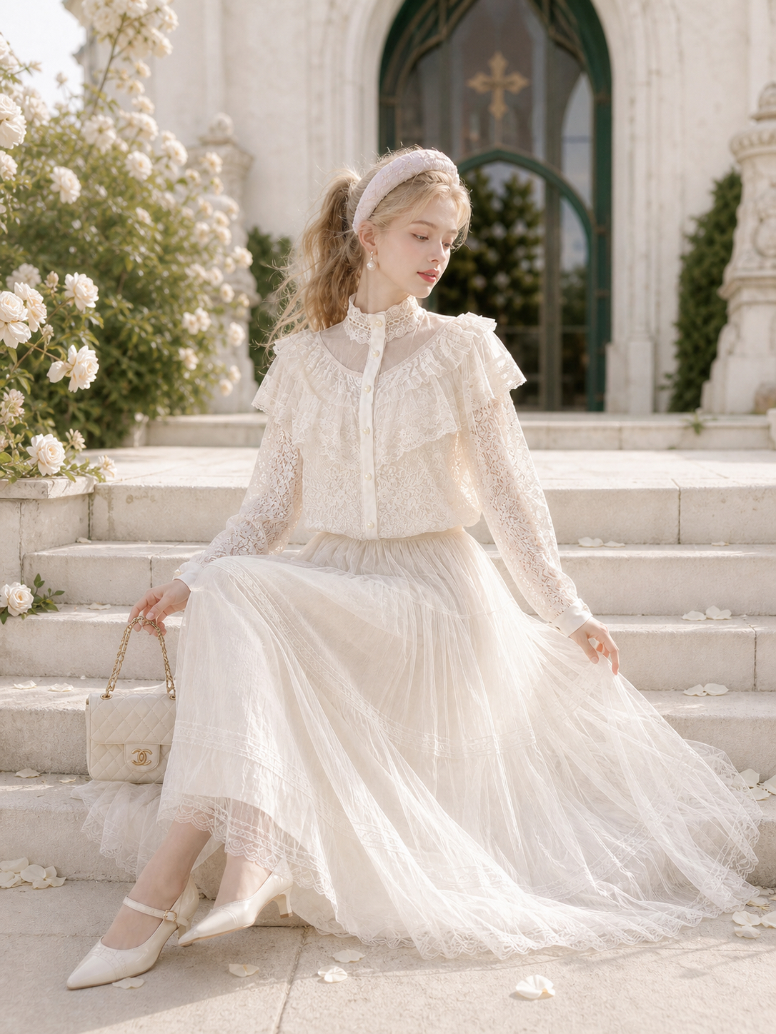 時光縫隙裡的白雪Angel Victoria Lace Blouse