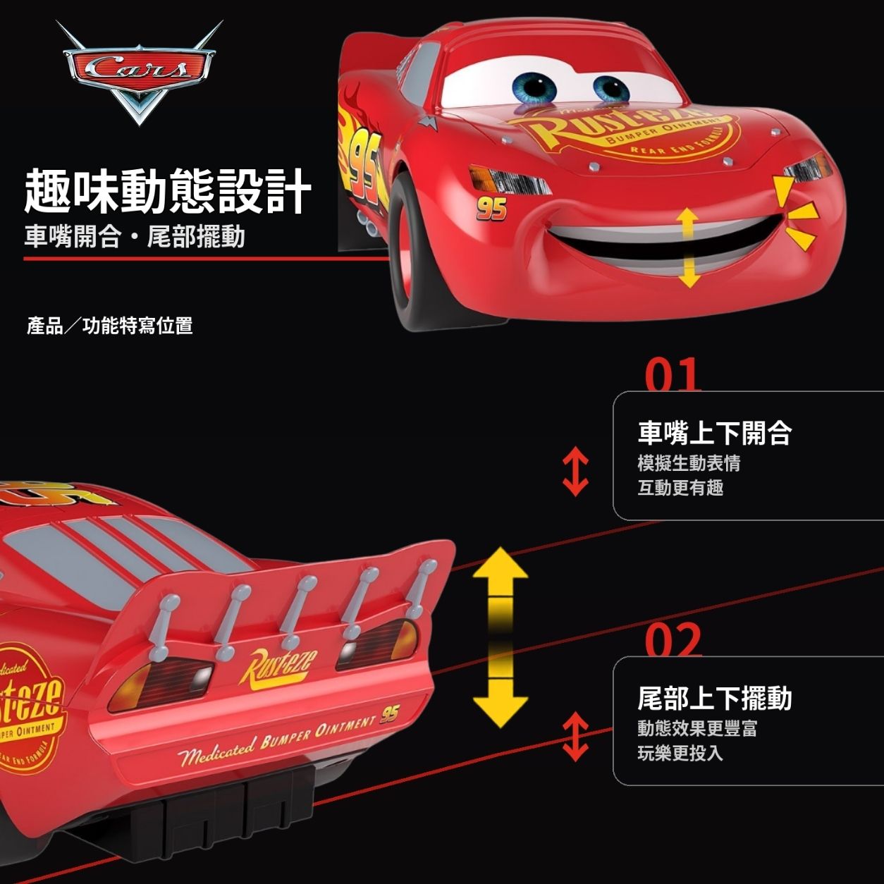 Disney Pixar Cars反斗車王 閃電王麥坤 Lightning McQueen 動態遙控車 正版授權