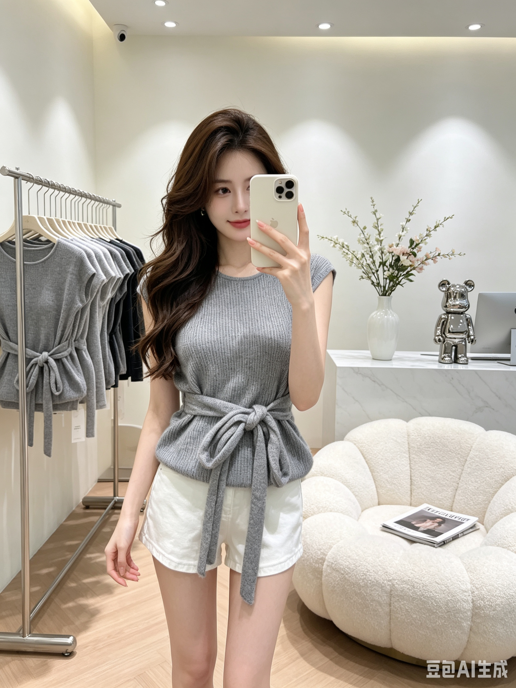 4517 Belted Knit 绑带收腰针织无袖上衣