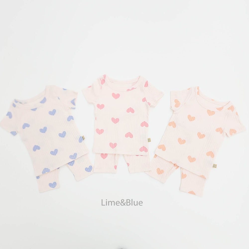 Modal Heart Ribbed Short-Sleeve Set