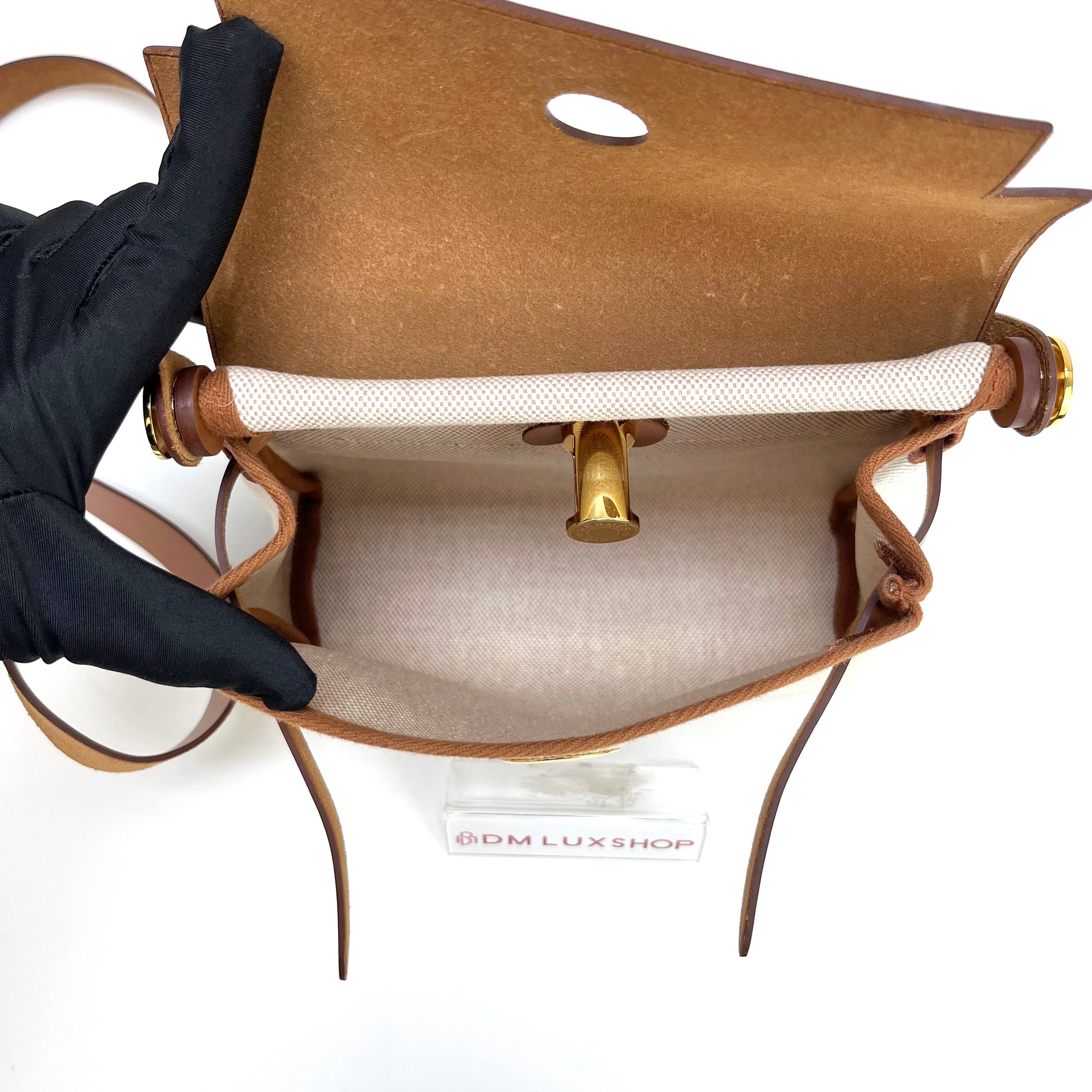 Hermes Mini Herbag Zip 20 Ecru/Beige/Fauve GHW (Stamp W, Y: 2024)