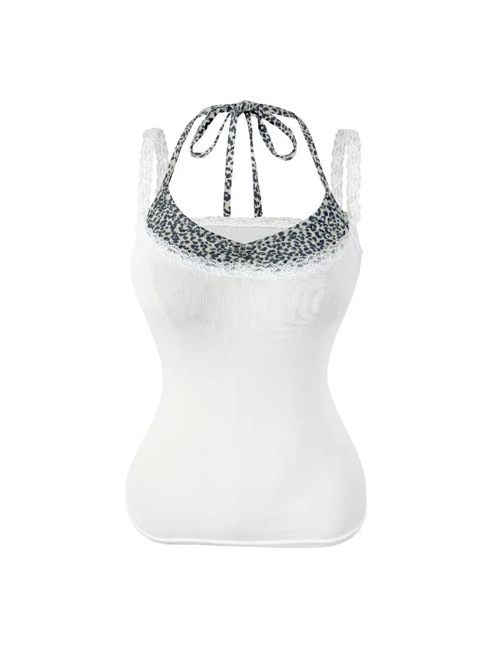 Leopard Patchwork Halter Cami Top