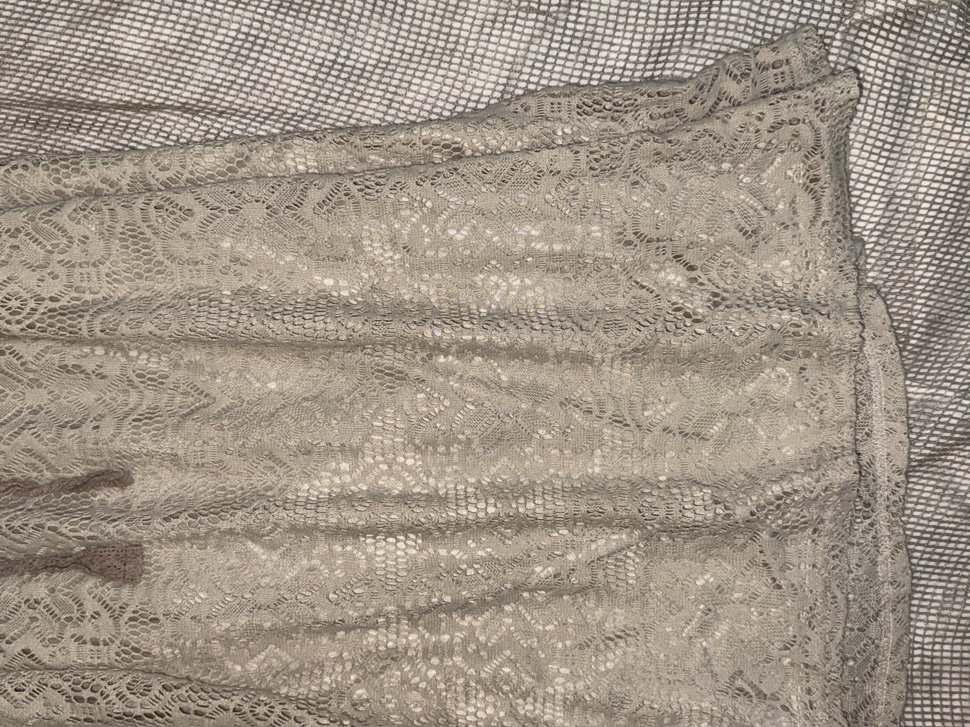 Beige Sleeveless Lace Dress