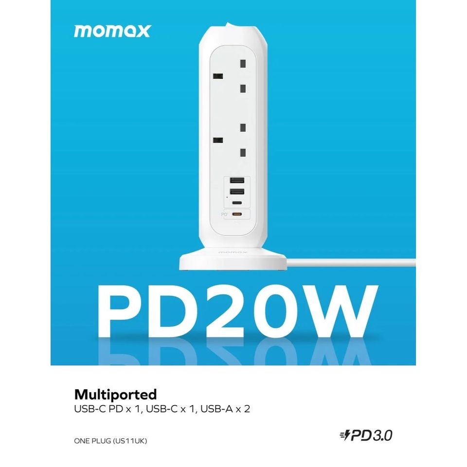 Momax OnePlug PD20W 2A2C 11位拖板 US11