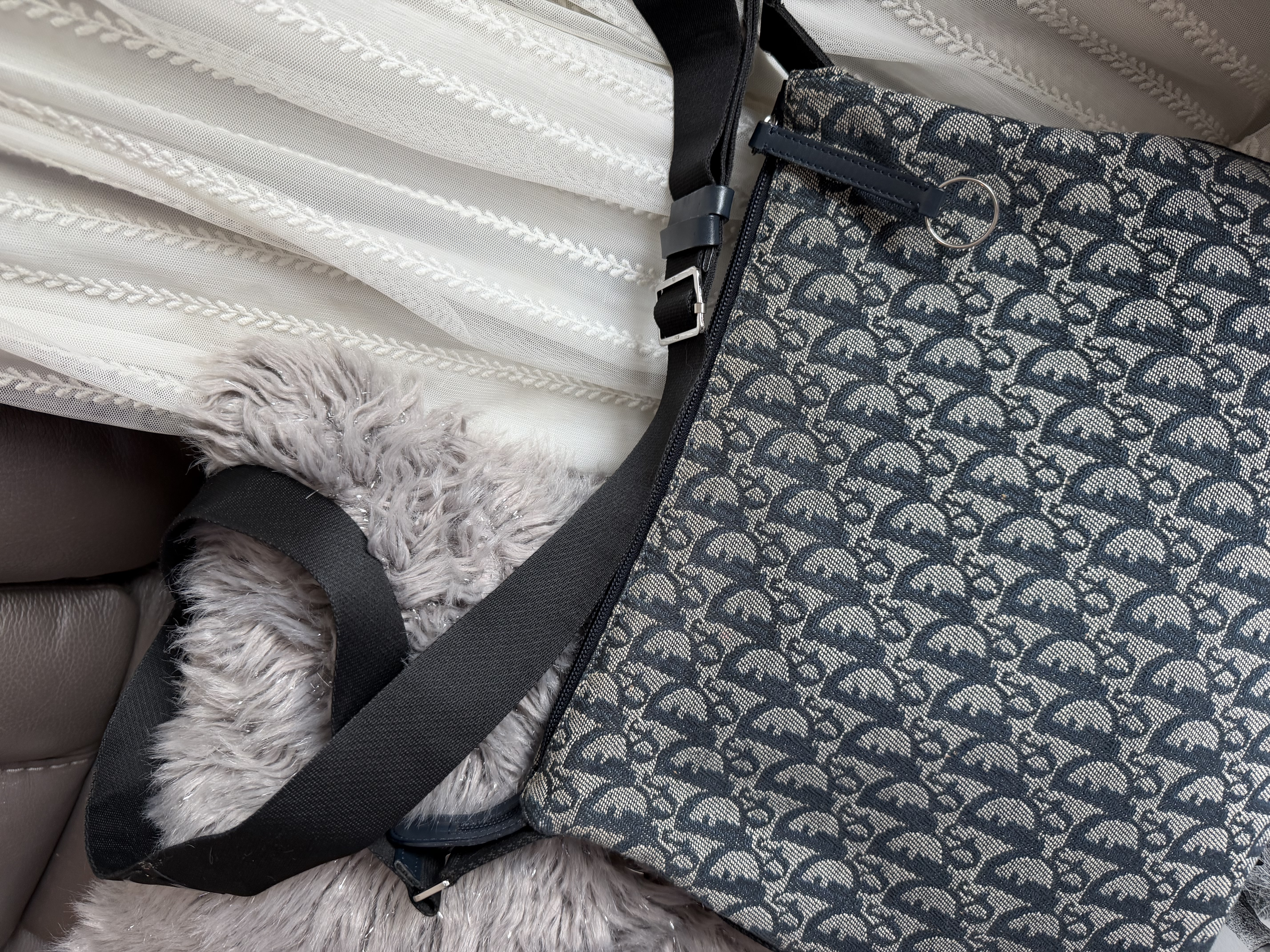 vintage dior navy monogram messenger bag