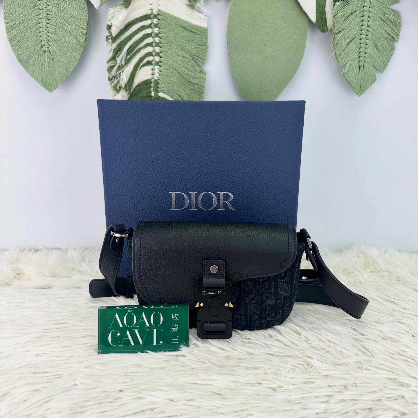 DIOR 🤍PRE OWNED Saddle 黑色老花郵差包 2025年 全套有單🖤