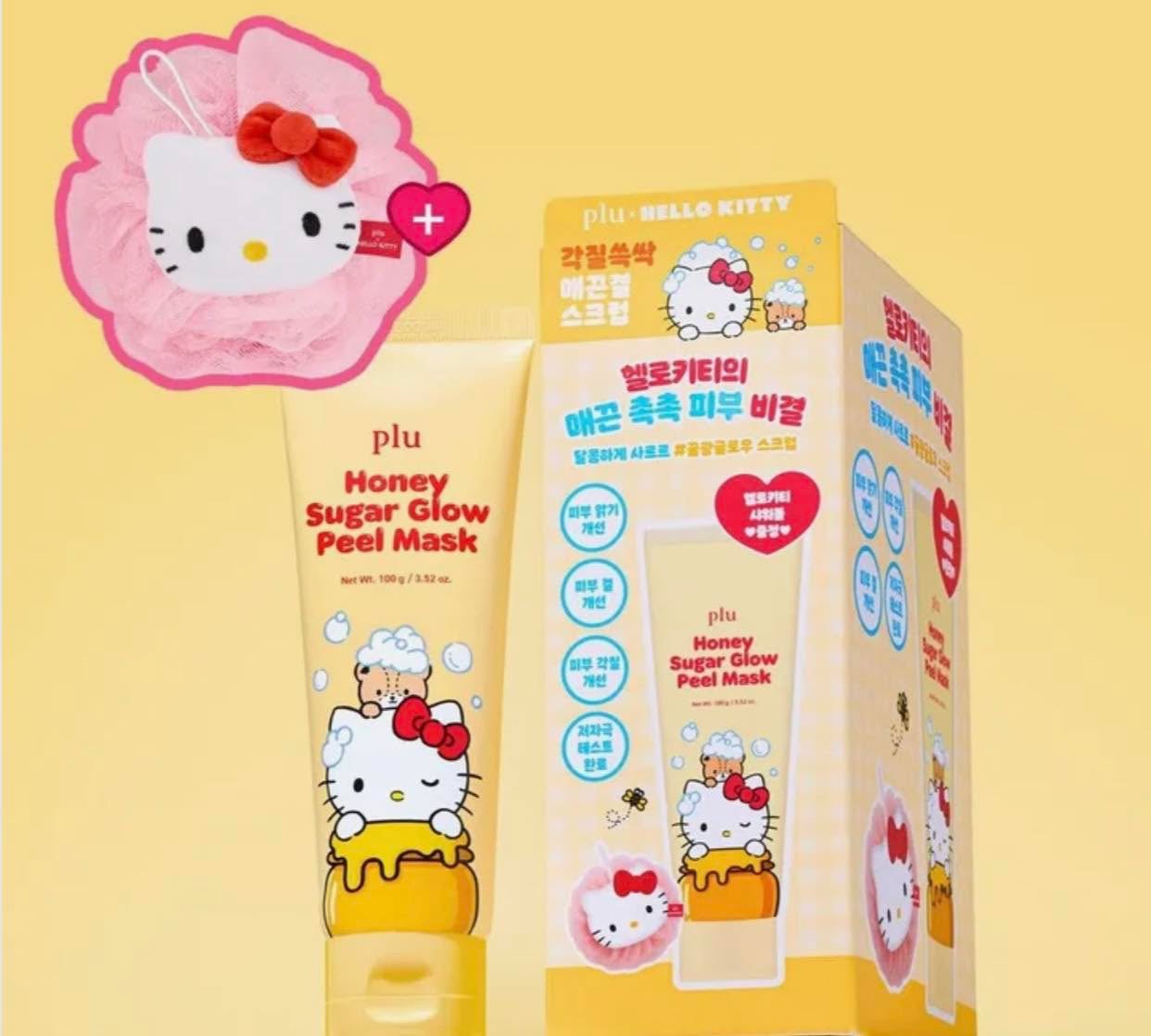 （約4月中到貨）🇰🇷韓國直送 Hello Kitty x plu 聯名推出的 蜂蜜糖亮采去角質面膜💕