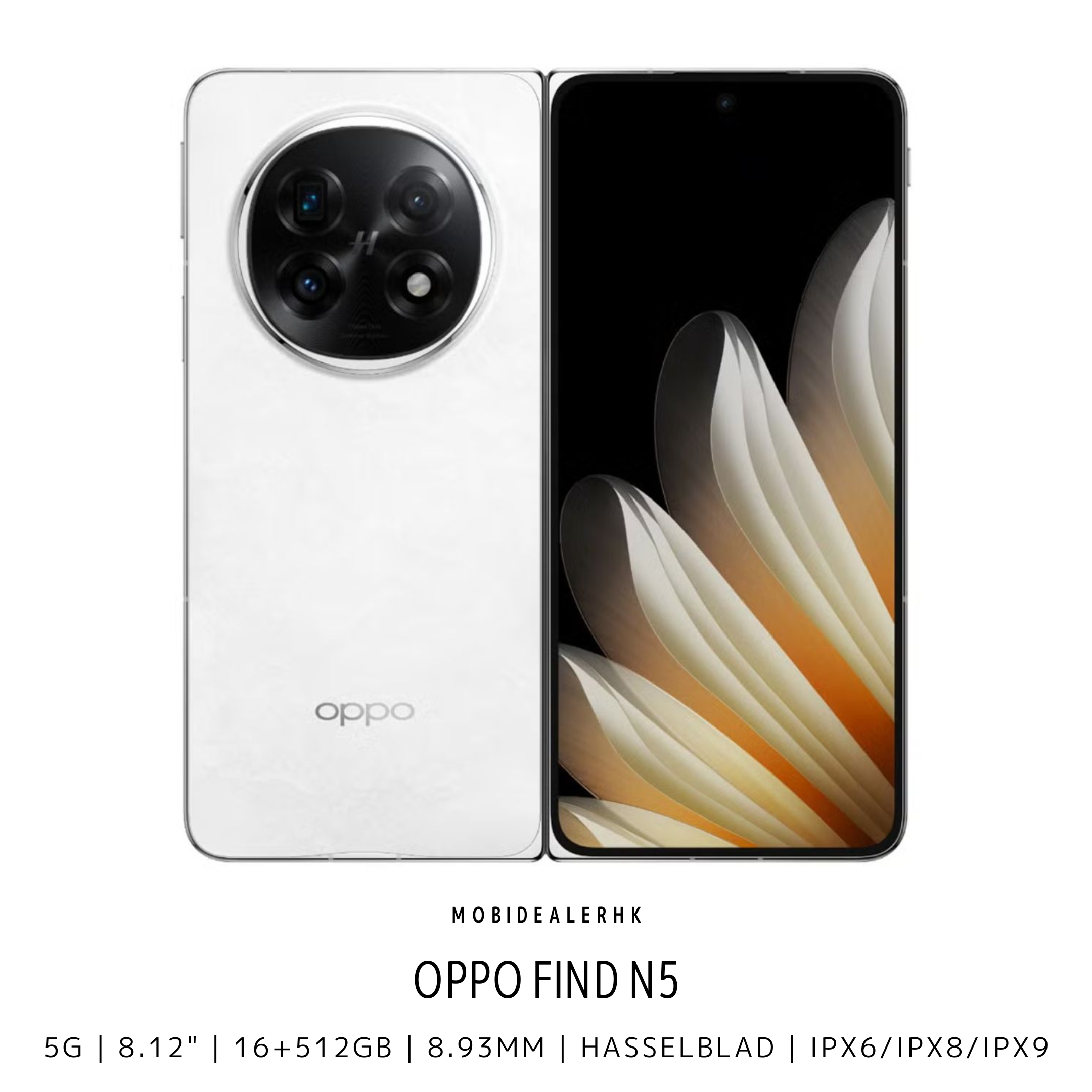 Oppo Find N5 | 5G | 智能手機 | 8.93mm 突破性纖薄機身 | Snapdragon 8 Elite | Hasselblad 影像系統 | IPX6/IPX8/IPX9 三重防水 
