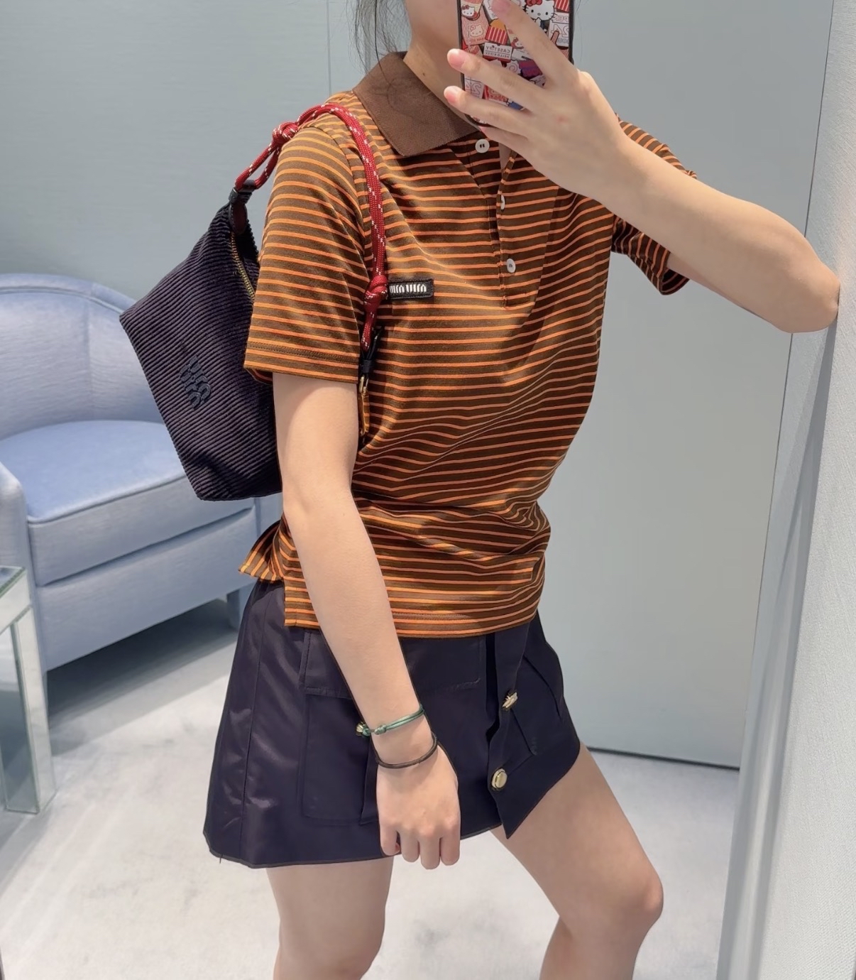 限時優惠‼️訂貨📮MIUMIU 深藍色燈芯絨Gabardine pouch Size 18.5x14x10cm