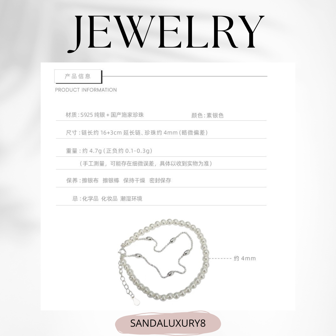 Pearl Anklet  Chain Ankle Bracelet  Silver Foot Jewellery  Gift  For Women Fashion Jewelry  SandalLuxury8