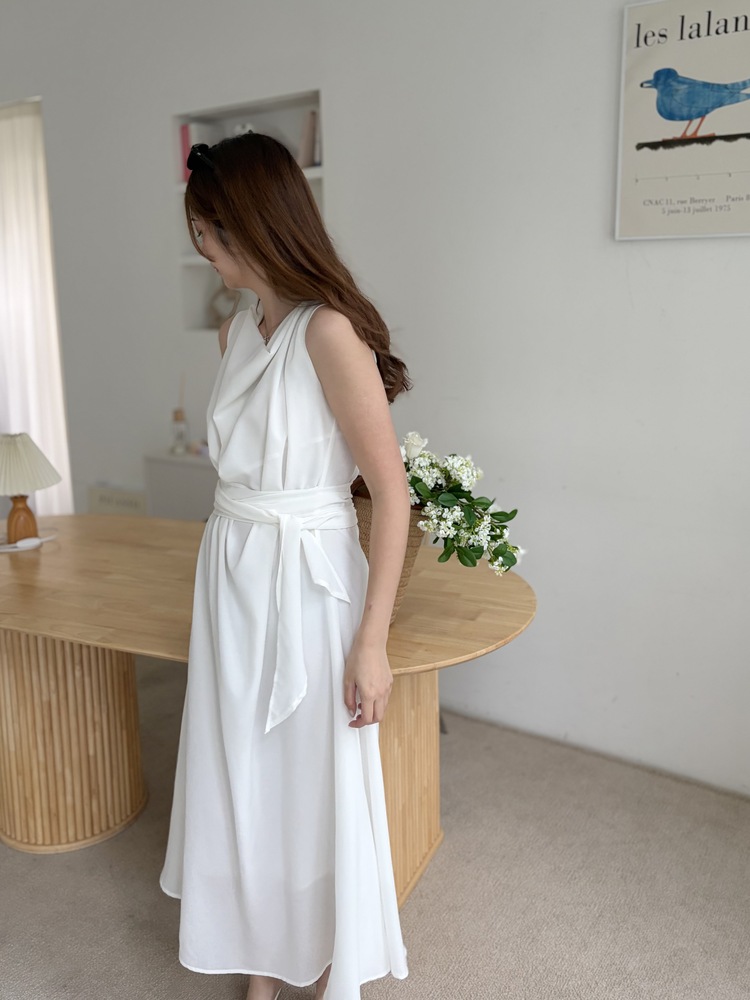 Athena Drape Dress (White)