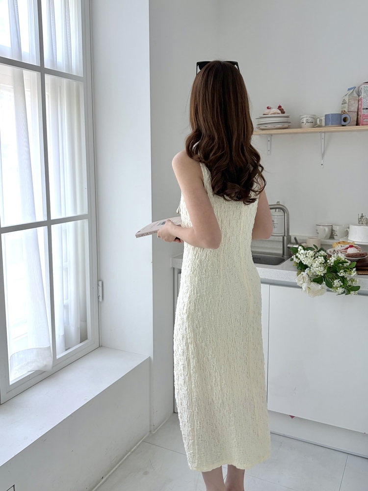 Ruched Slim Dress (Cream)