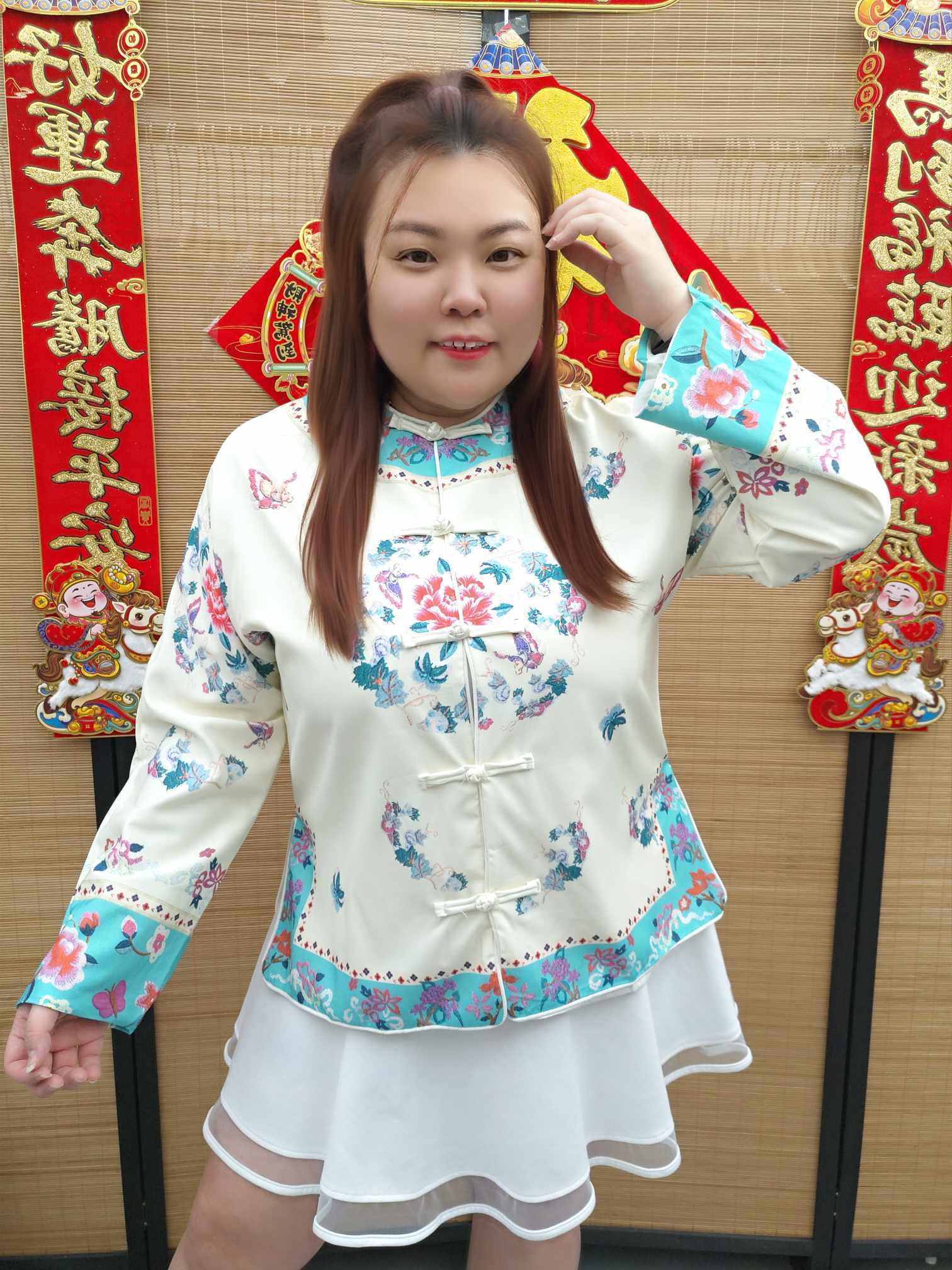 DDB09 新中式印花款长袖上衣