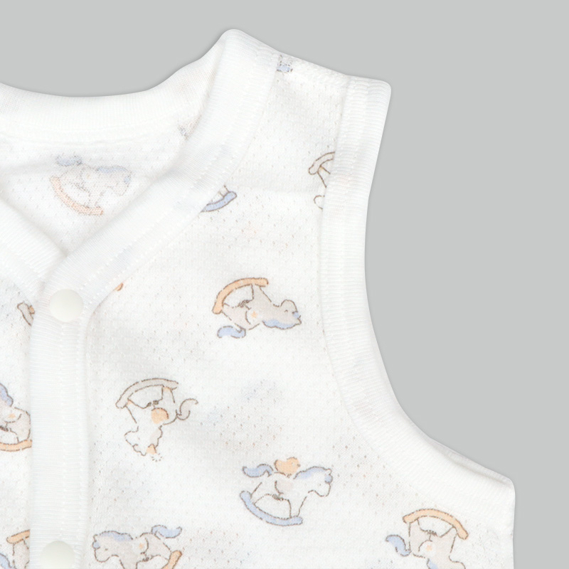 🇯🇵預訂 日本直送🇯🇵搖搖木馬印花純棉網眼前開式無袖背心包屁衣兩件套