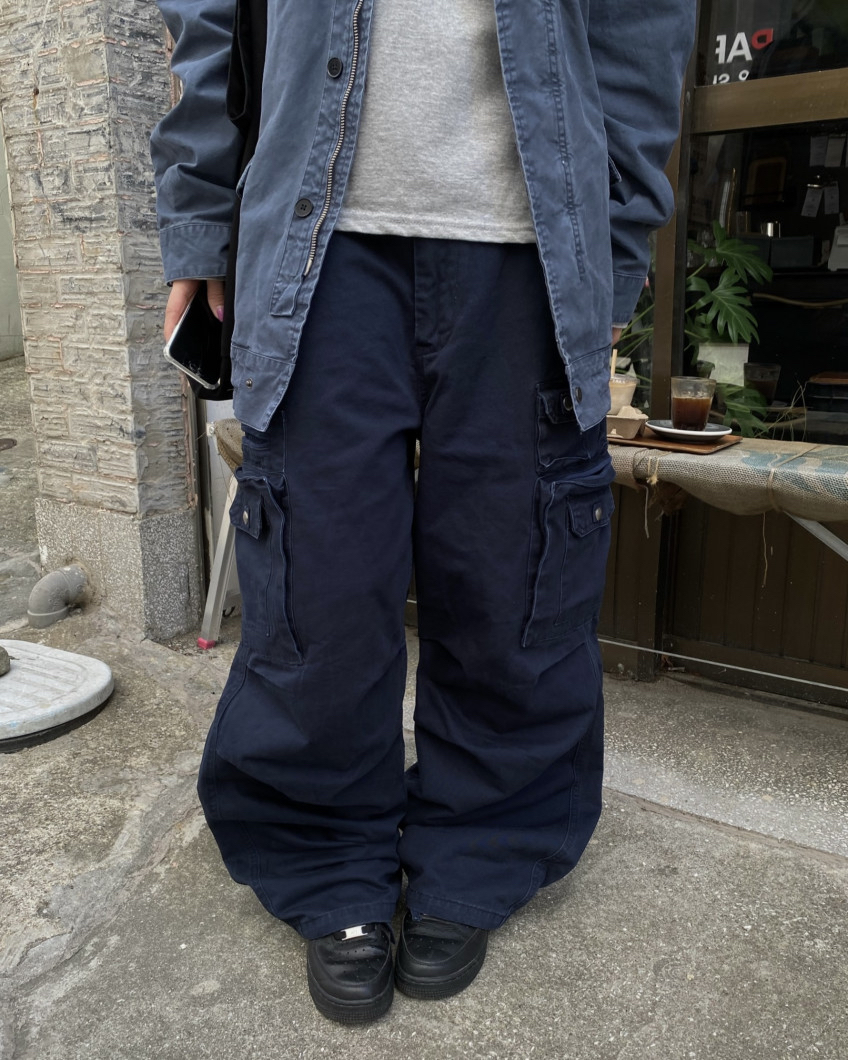 Cotton Wide-Leg Cargo Pants(Unisex)