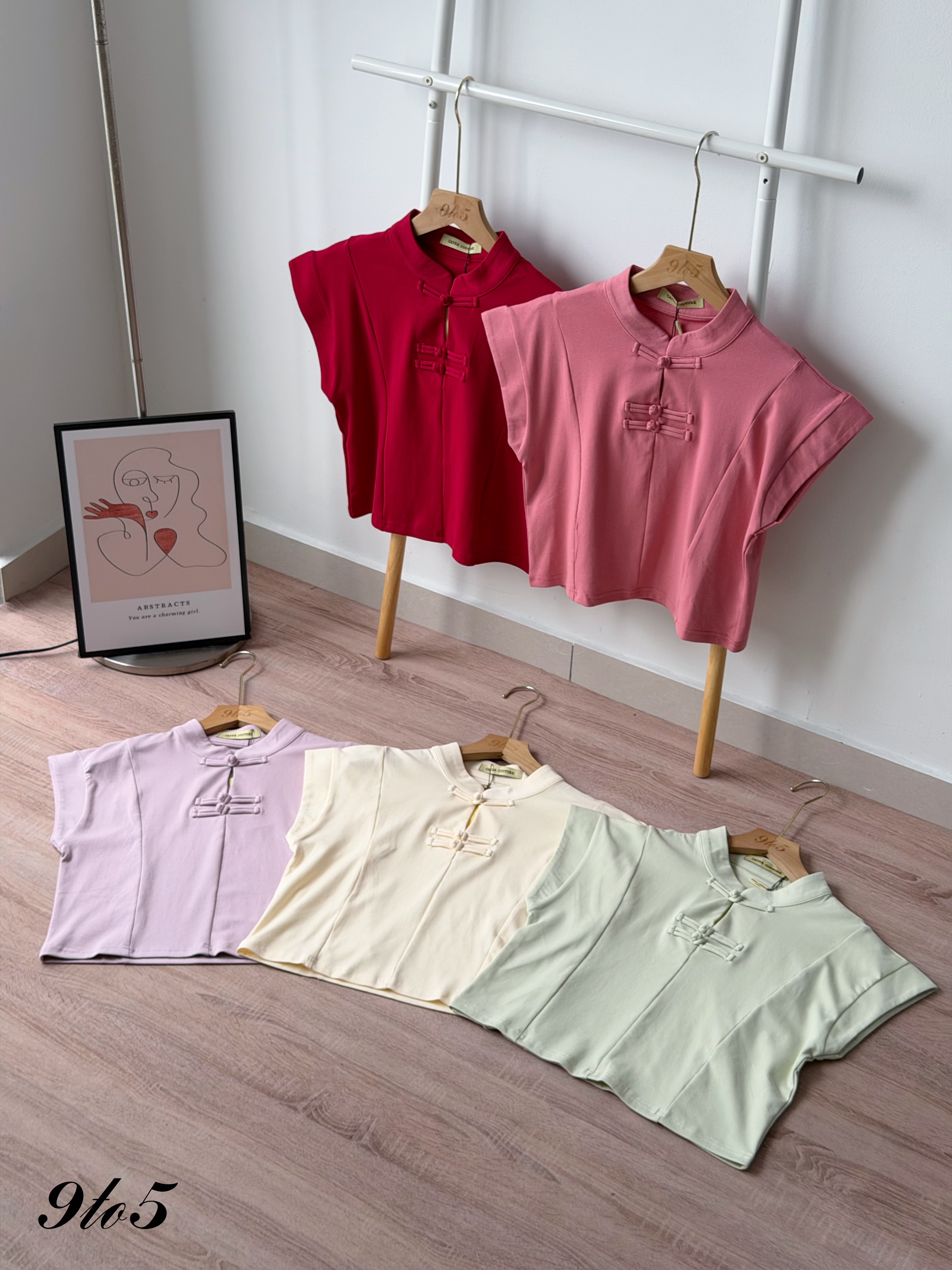T4486 Cape Sleeve Candy Cheongsam Top - 5 Colors 