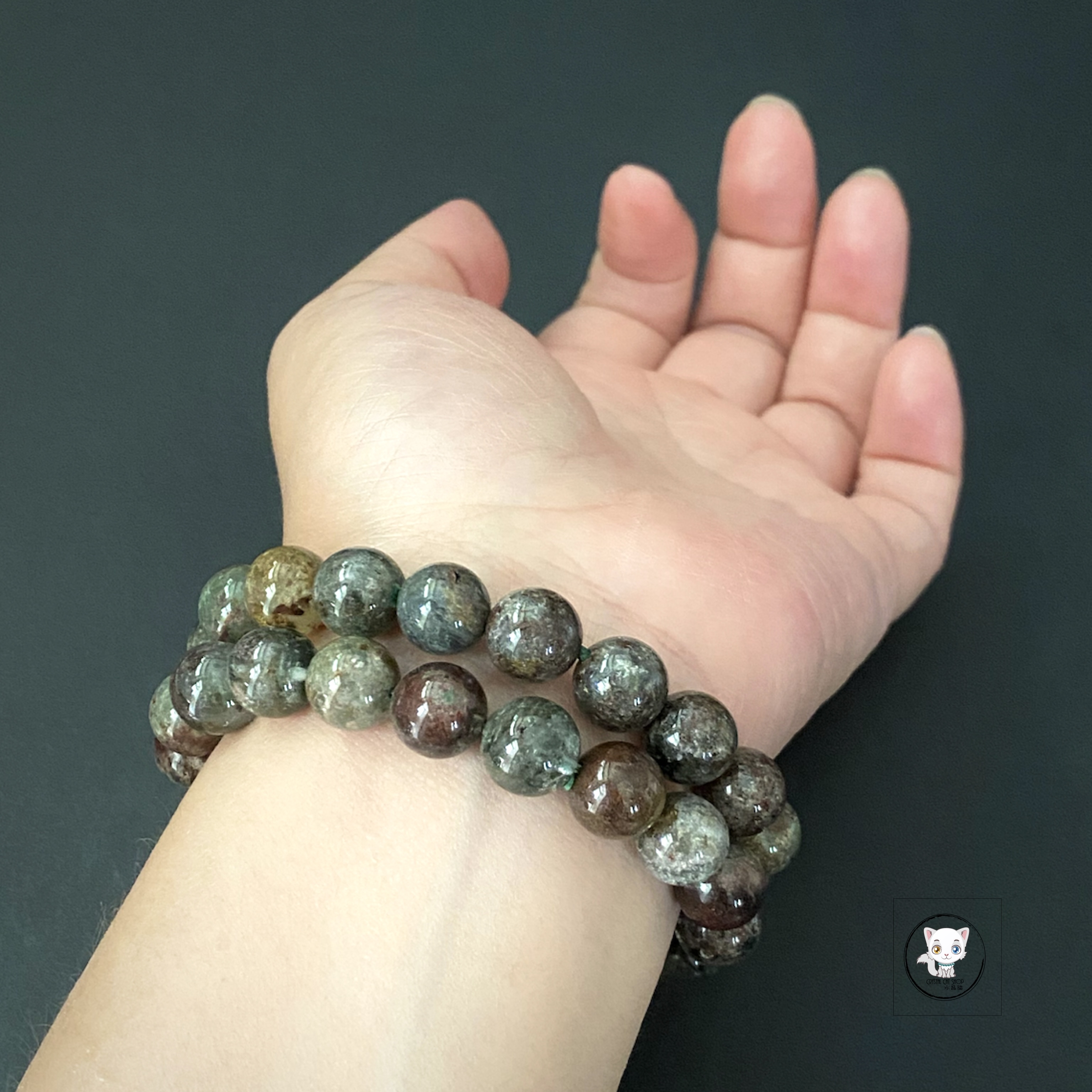 紅綠幽靈水晶手鏈 10mm