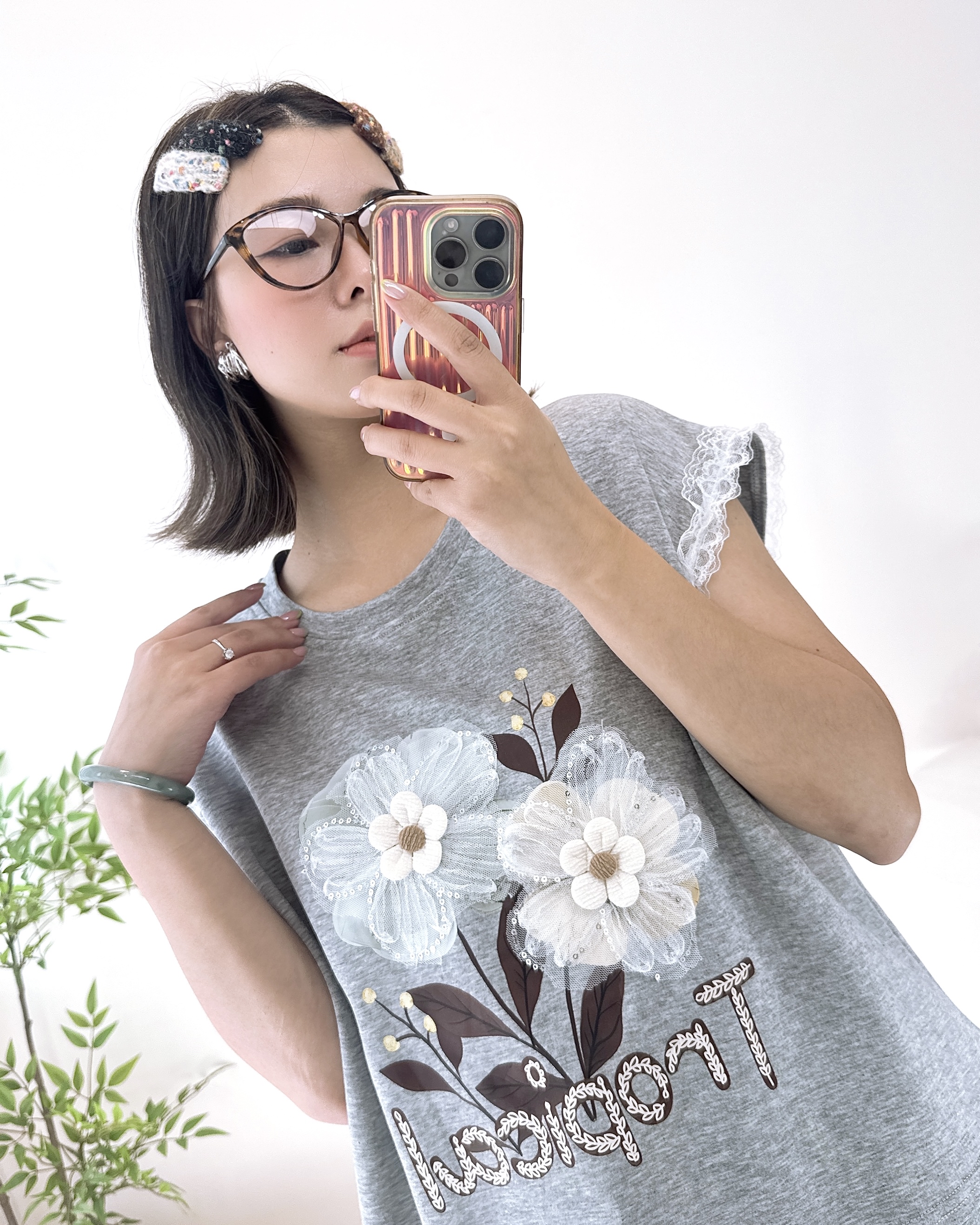 重工花花棉料小短裝上衣 2色