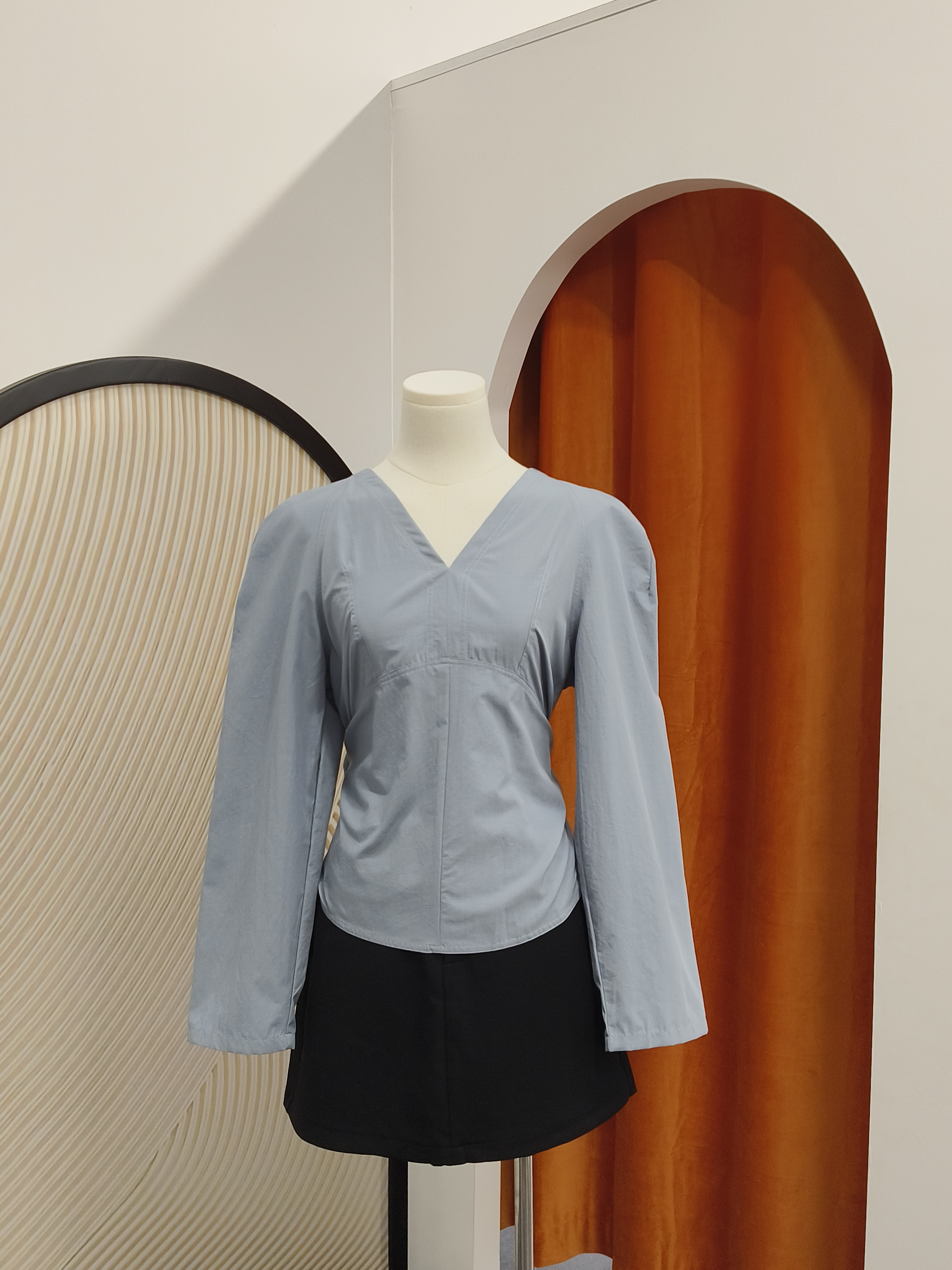 长袖绑带收腰上衣 Long Sleeve Tie Waist Shirt