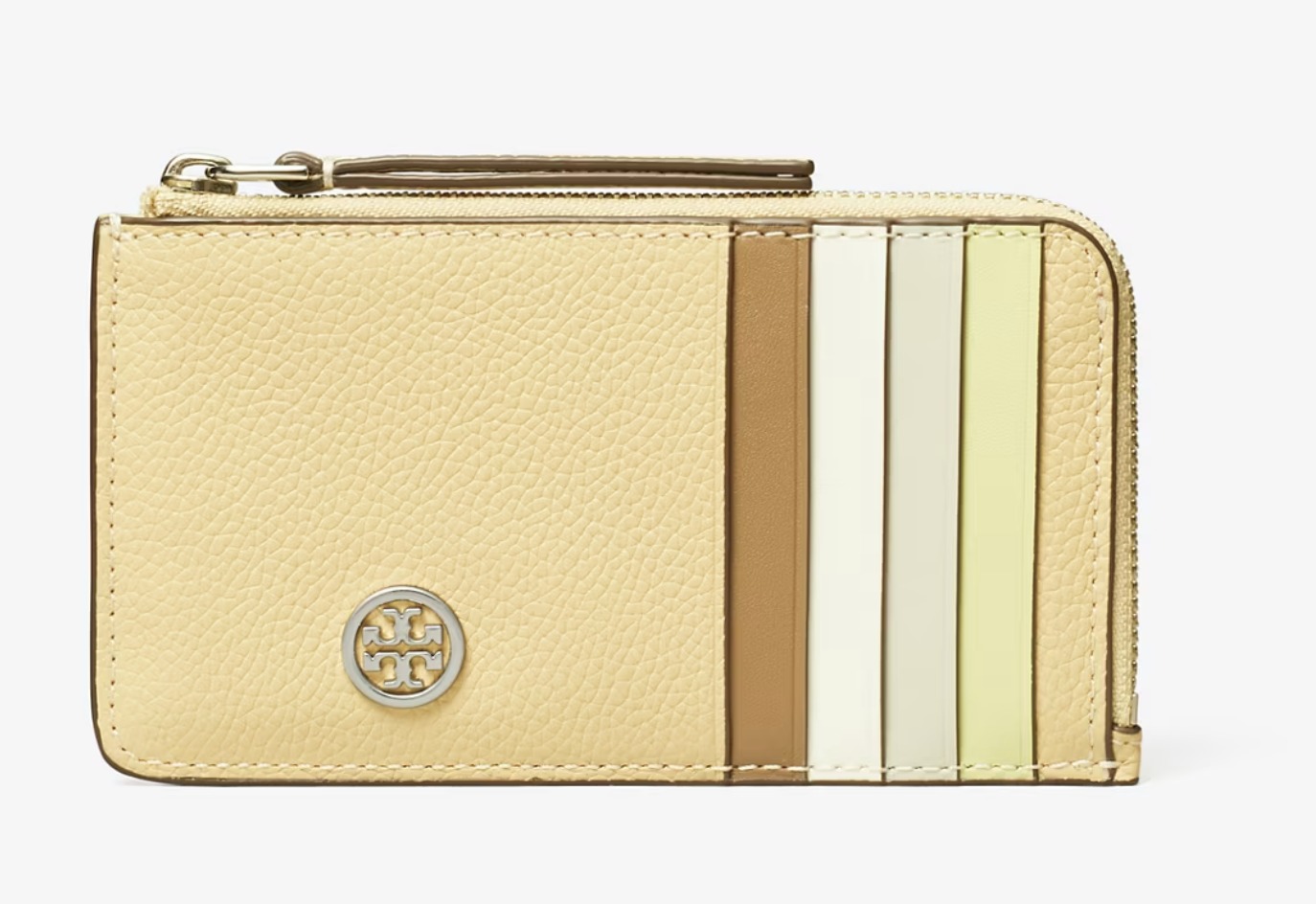 Tory Burch Robinson Pebbled Top -Zip Card Case