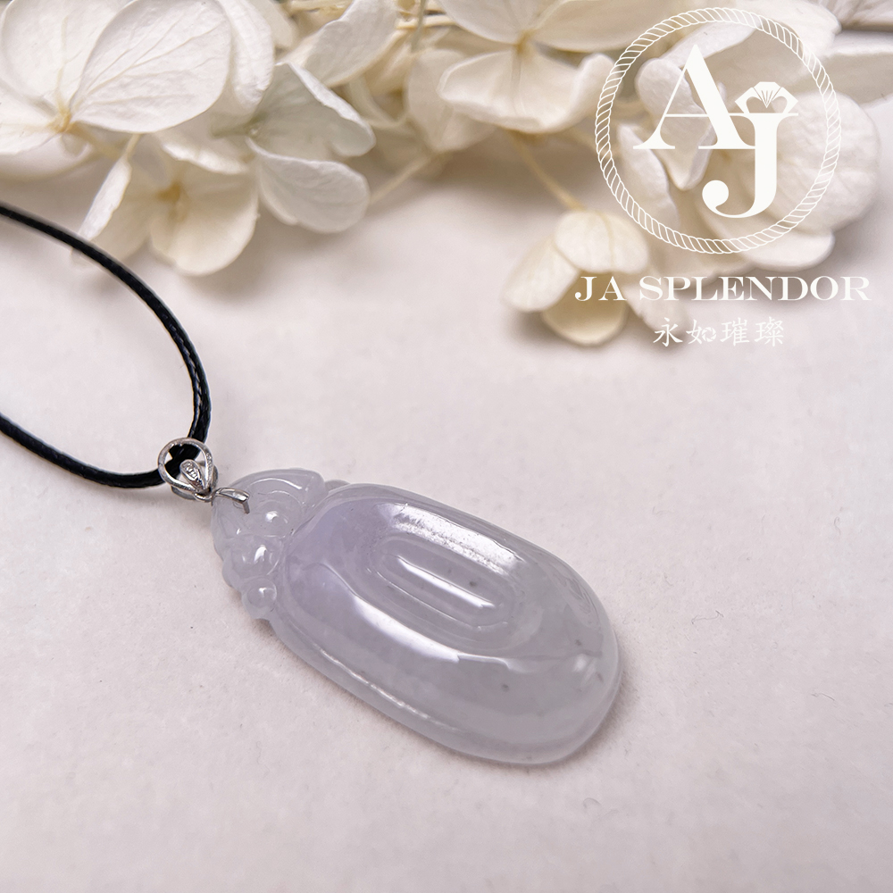 JNK-101 天然翡翠A玉 冰種櫻花粉福貝18K金吊墜