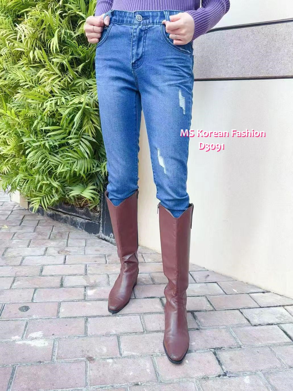 D3091 韓國🇰🇷小爛位型格slimcut牛