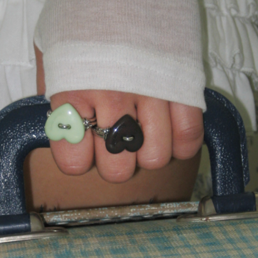 [It doesnt matter] Sewing Button Ring Heart (3種)