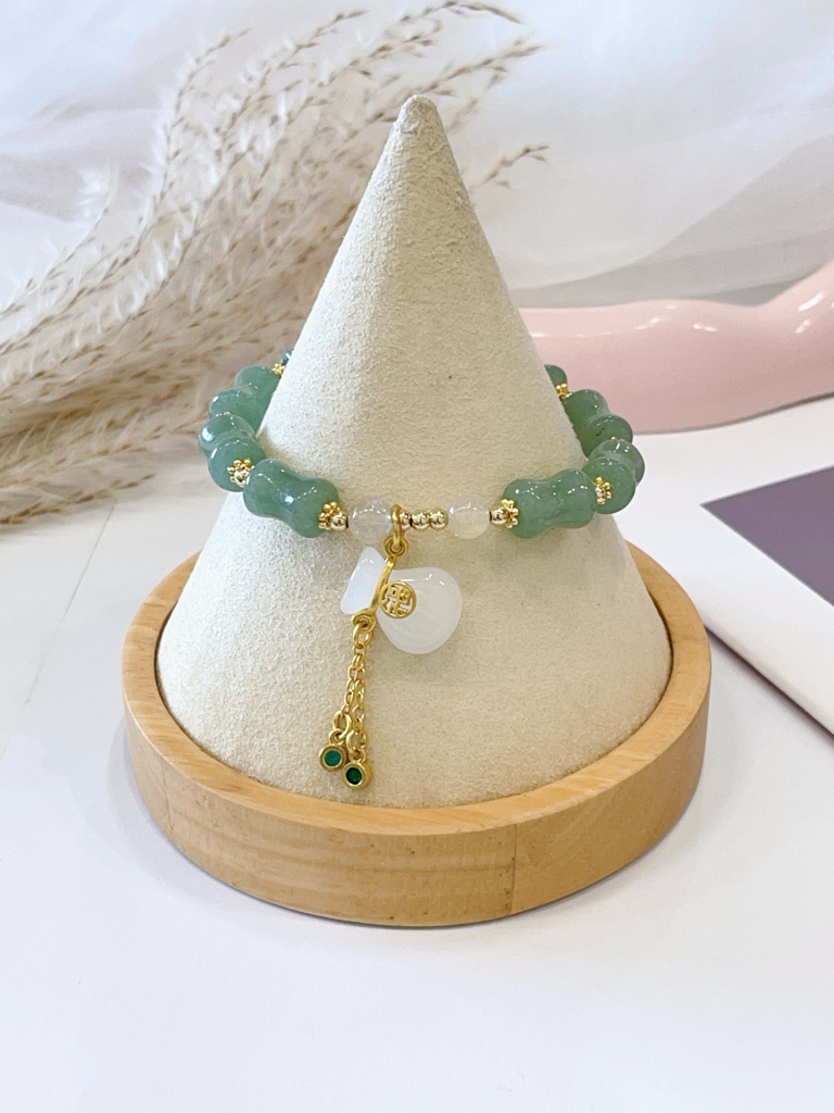 💚 东陵玉 × 金发晶 × 佘太翠手串 Aventurine, Golden Rutilated Quartz & Hetian Jade (Xi Tai Cui) | 7mm