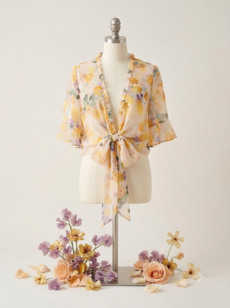 Chiffon Flora Midi v Cardigan 