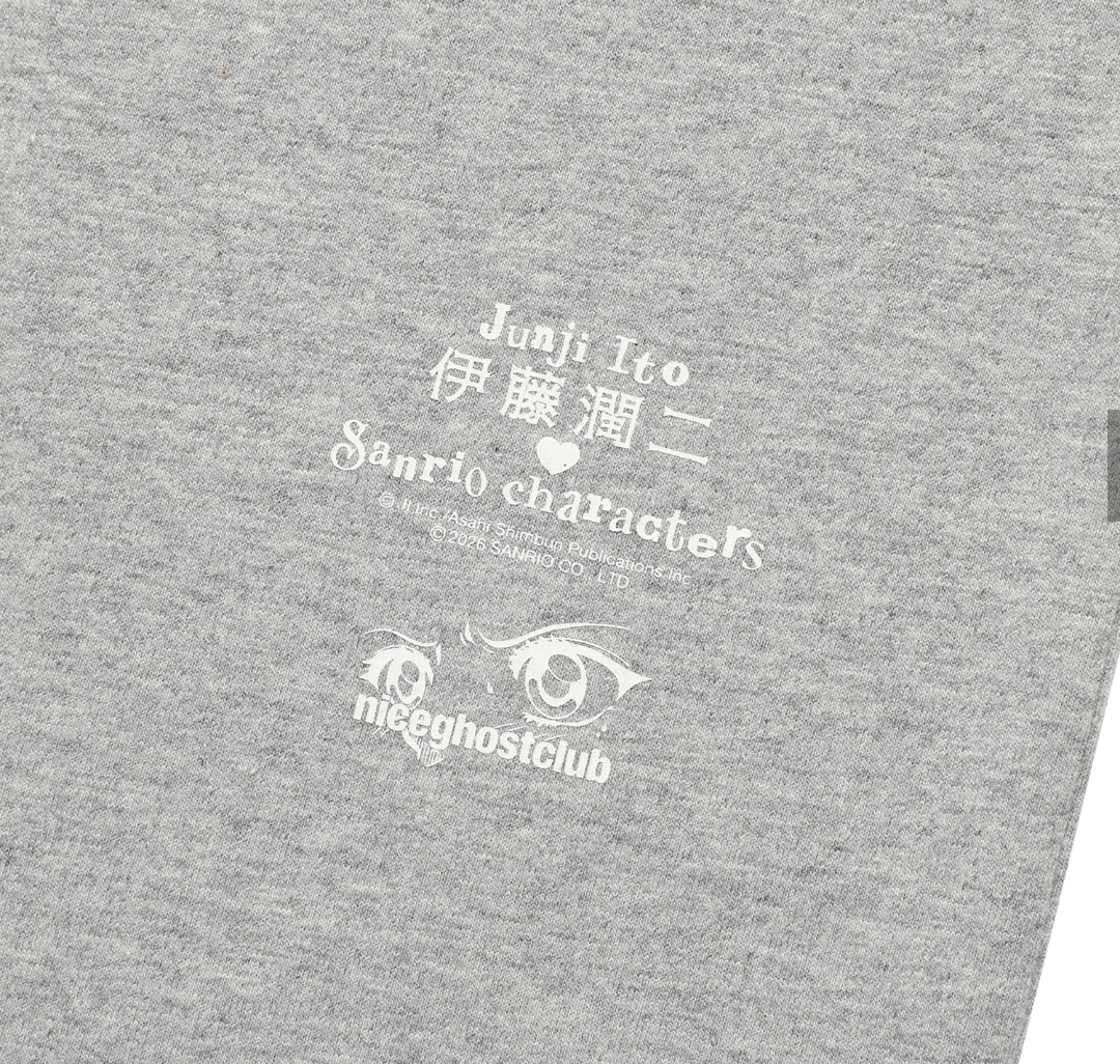 伊藤潤二  × Sanrio × niceghostclub 聯動限定系列｜灰色Tee