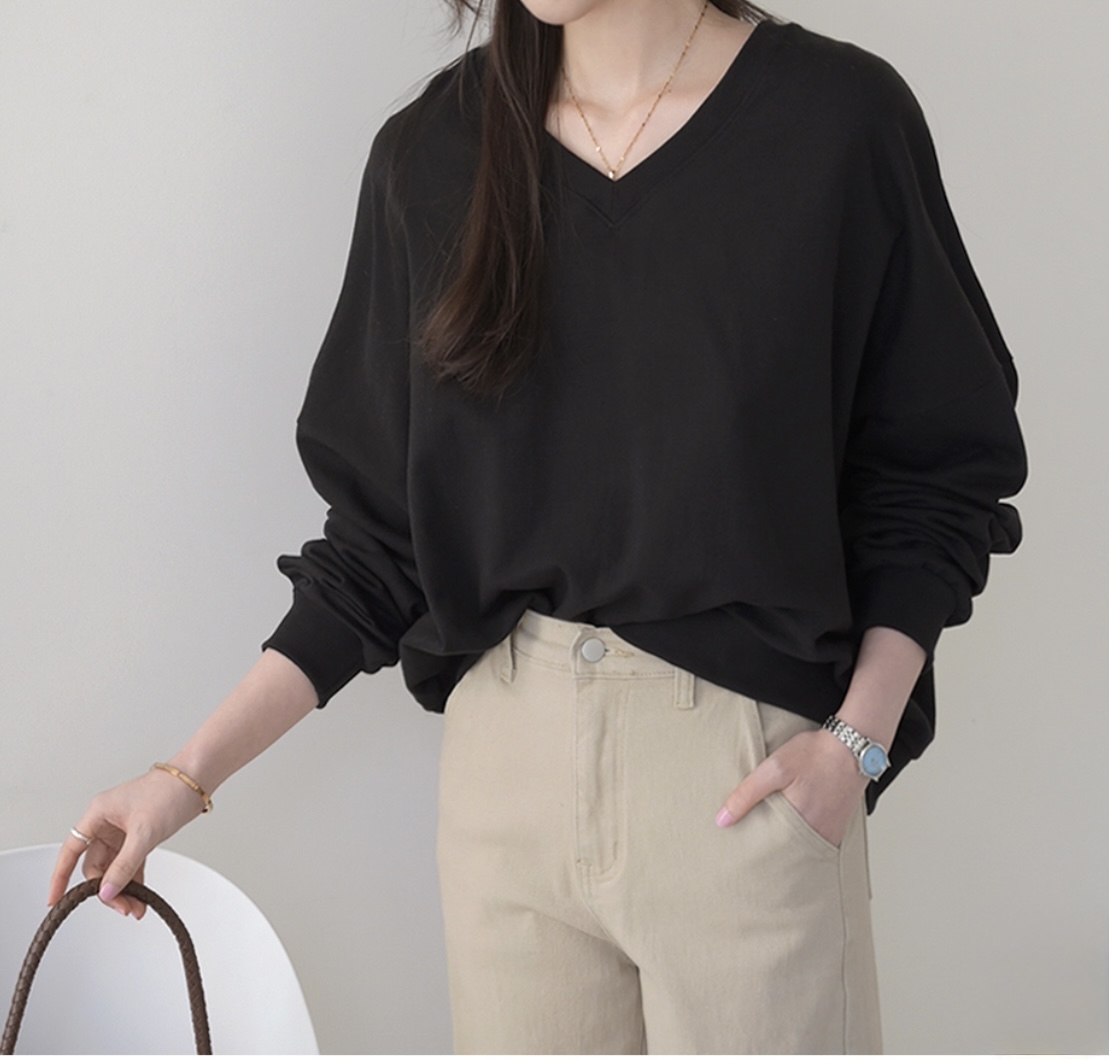 Made in Korea -靚色簡約V 領top