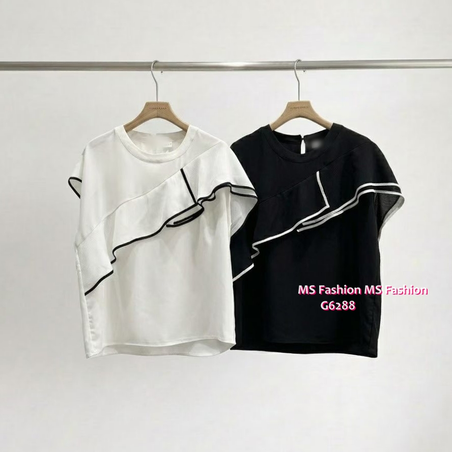 G6288 韓國🇰🇷靚料拼邊ruffle top