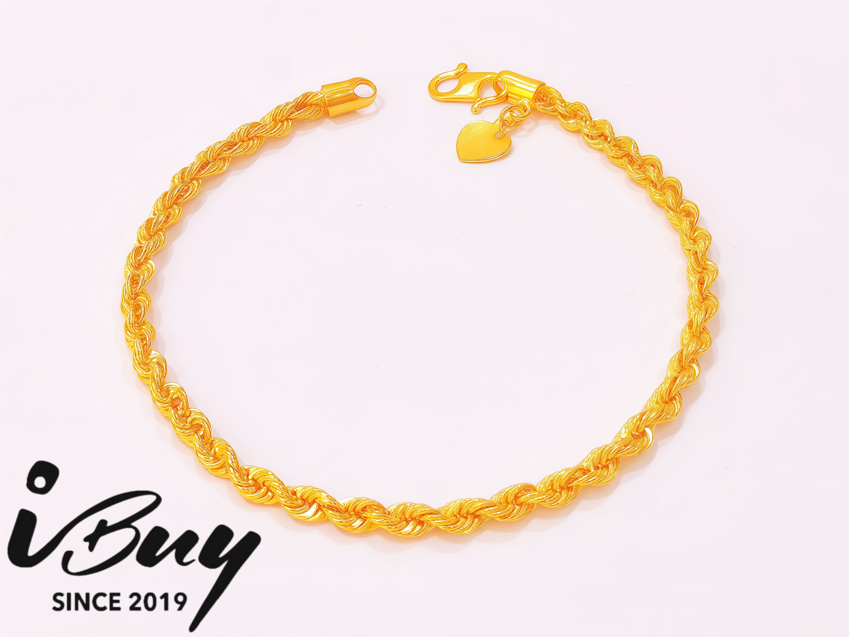 916 GOLD HOLLOW ROPE BRACELET 916 金 空心麻绳手链