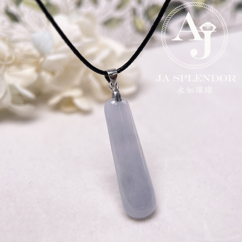 JN-1283 天然翡翠A玉 冰種紫藍平安無事牌吊墜