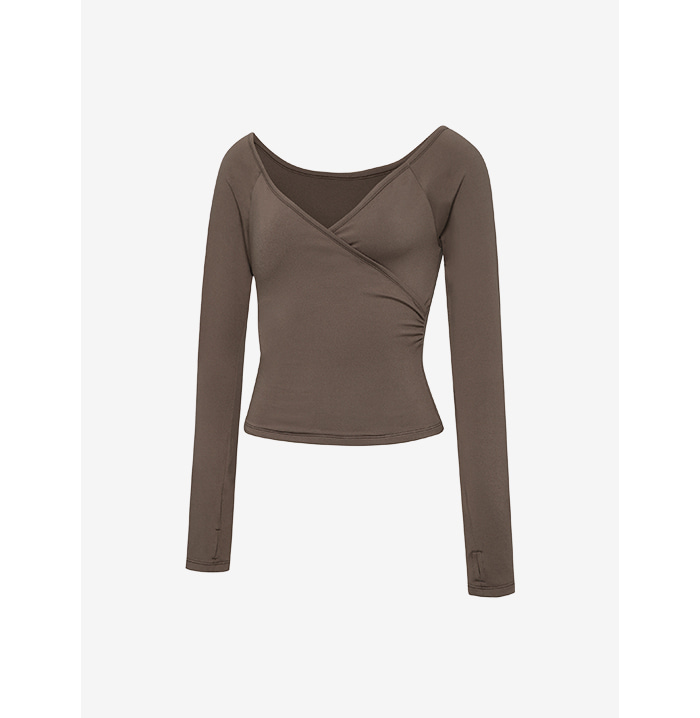 【包身薄Outer】預購_Brushed Off-Shoulder Wrap Long Sleeve