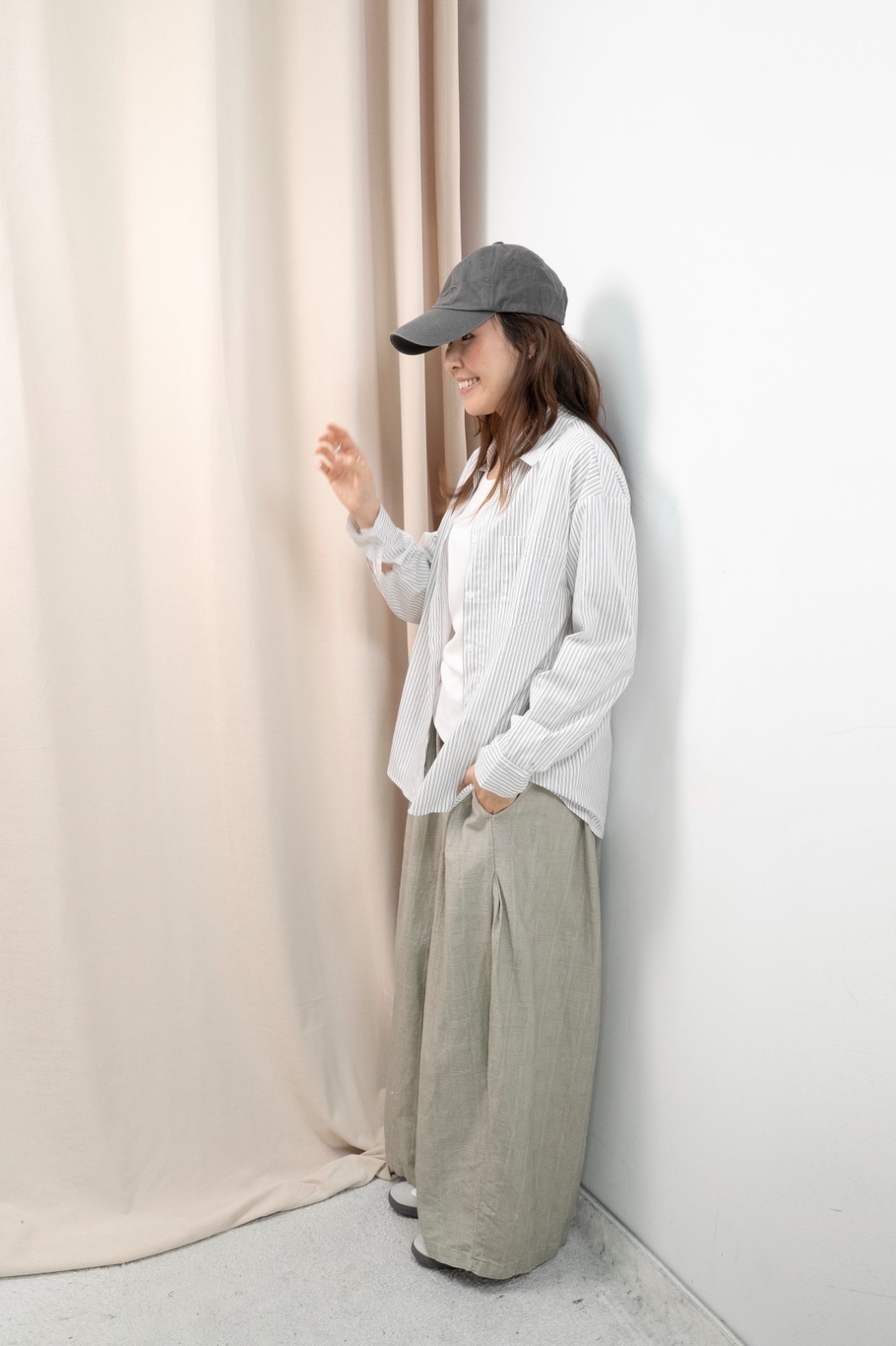 直間紋Smart causal 襯衫（米啡間）