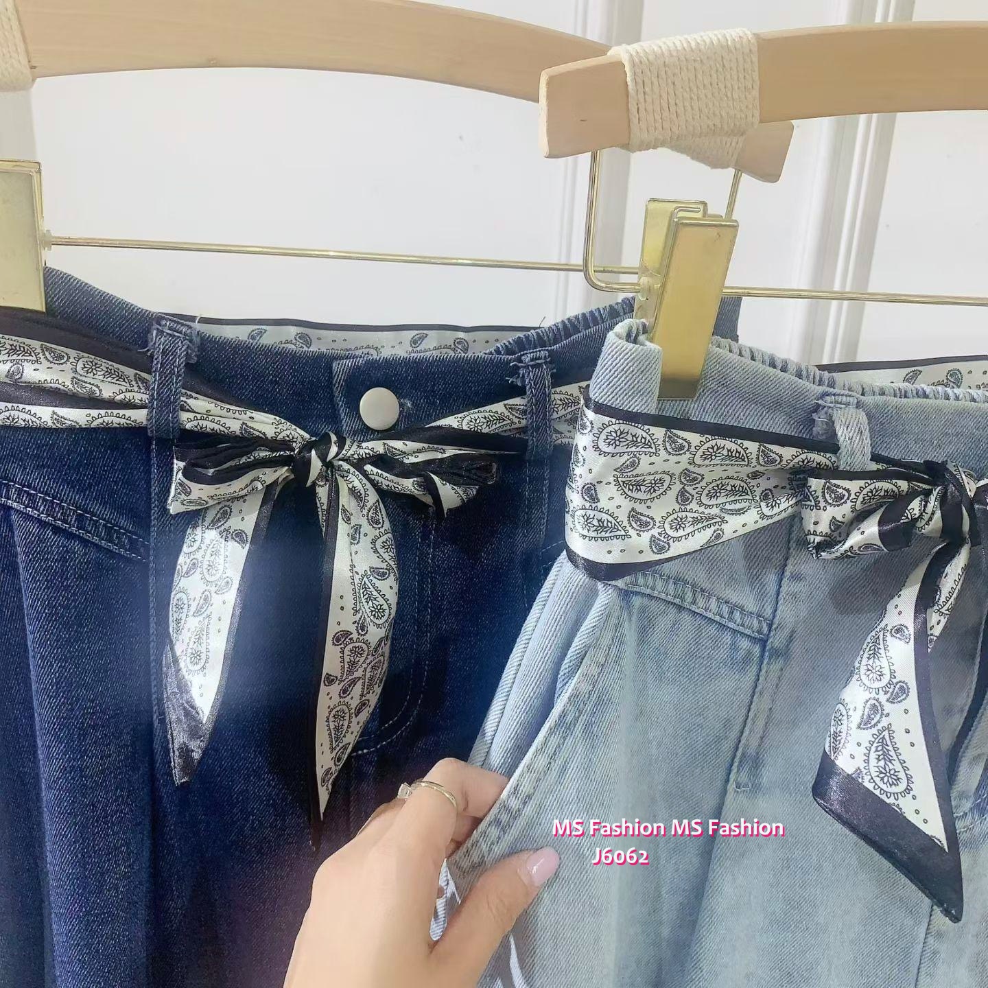 J6062 韓國🇰🇷花布腰帶牛仔半裙