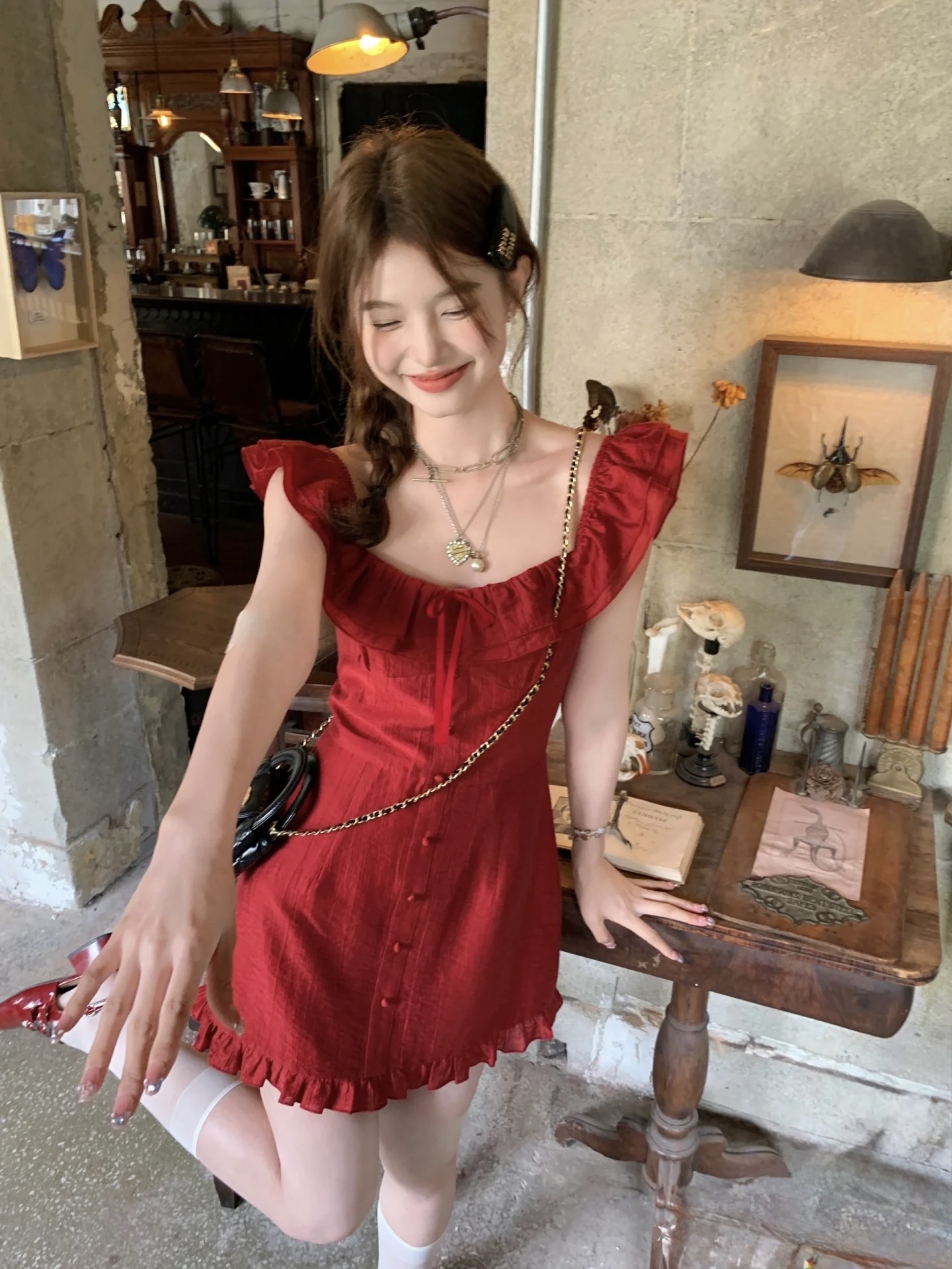 D10006小飞吊带裙