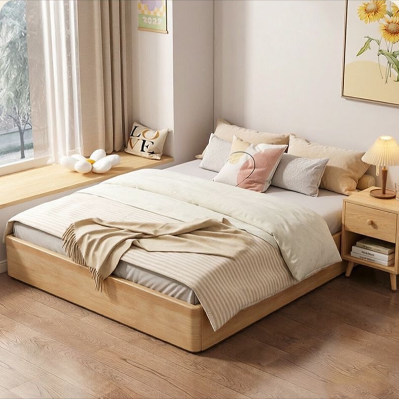 實木兒童榻榻米落地矮床 現代簡約童趣雙人床 男女孩兒童床 bed