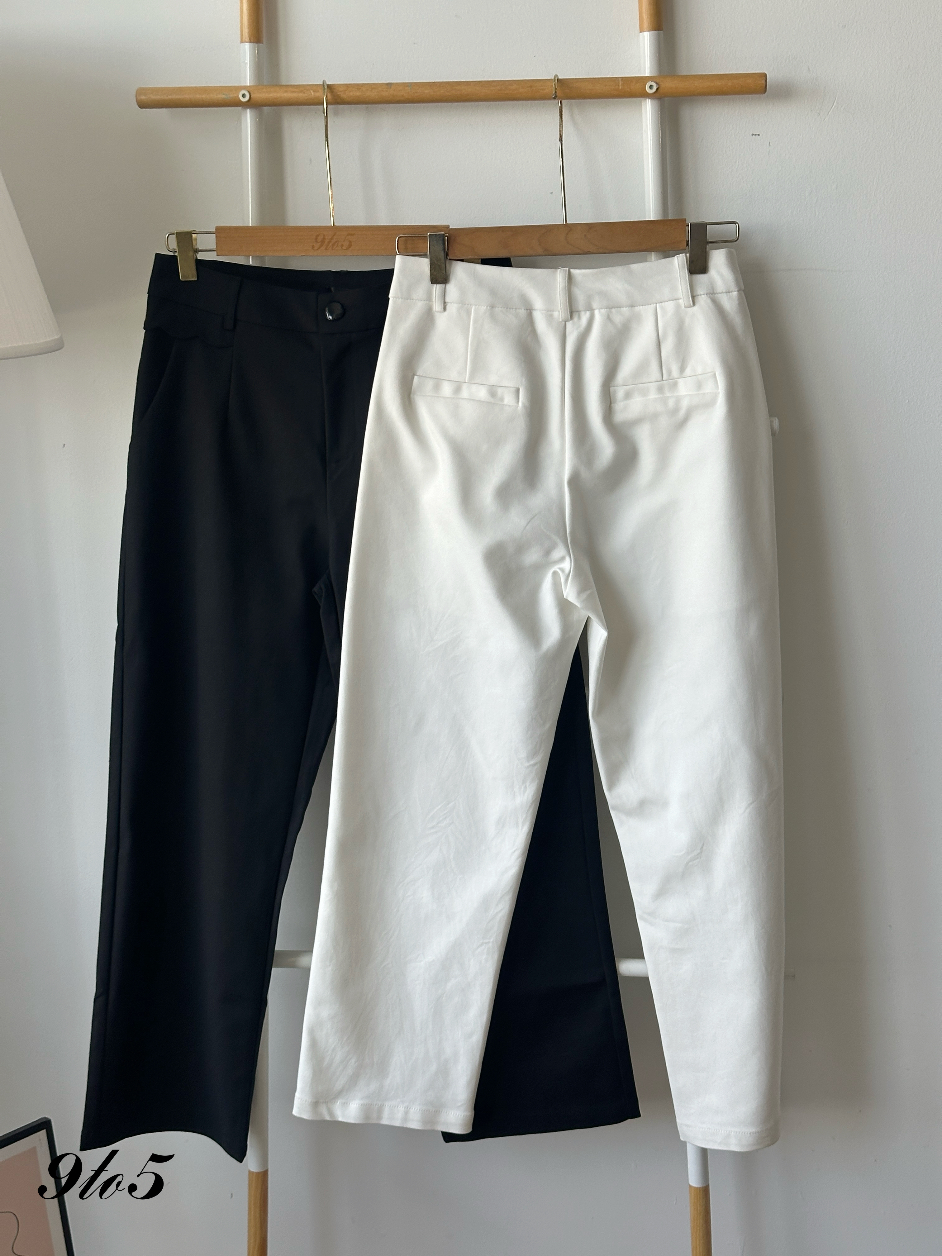 S1881 Long Straight Pants - Black & White