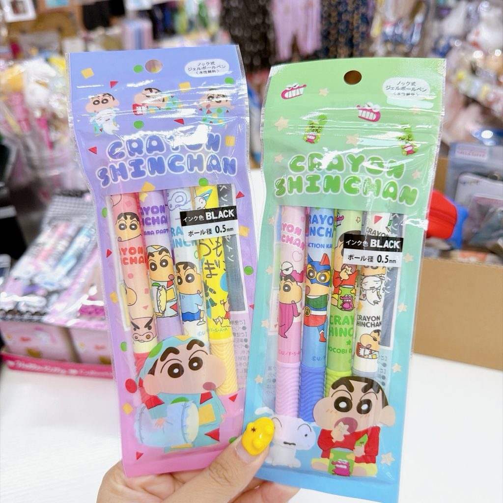 日本直送Sanrio kitty 蠟筆小新 新款一套四支黑色原子筆